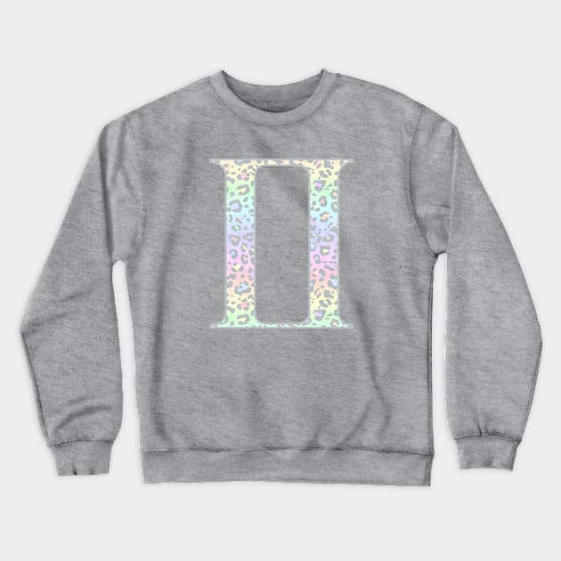 Gemini Zodiac Horoscope Symbol in Pastel Rainbow Leopard Print Crewneck Sweatshirt by bumblefuzzies